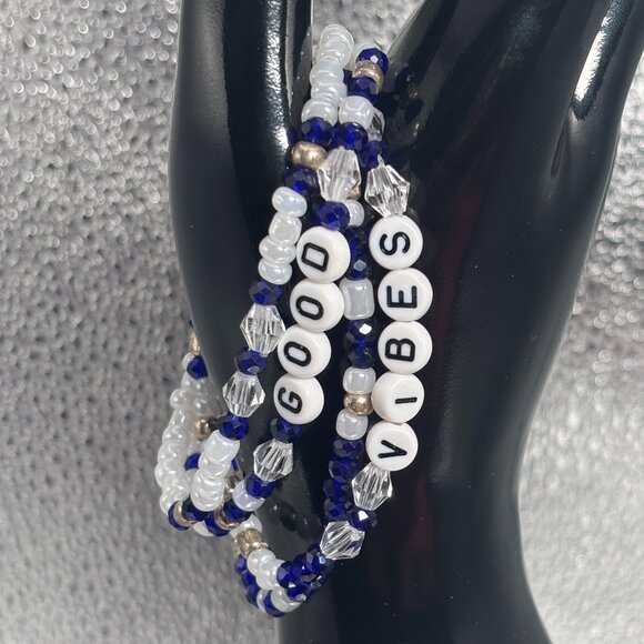 Handmade Affirmation Stretch Bracelet Set - Size 7 - Picture 2 of 2